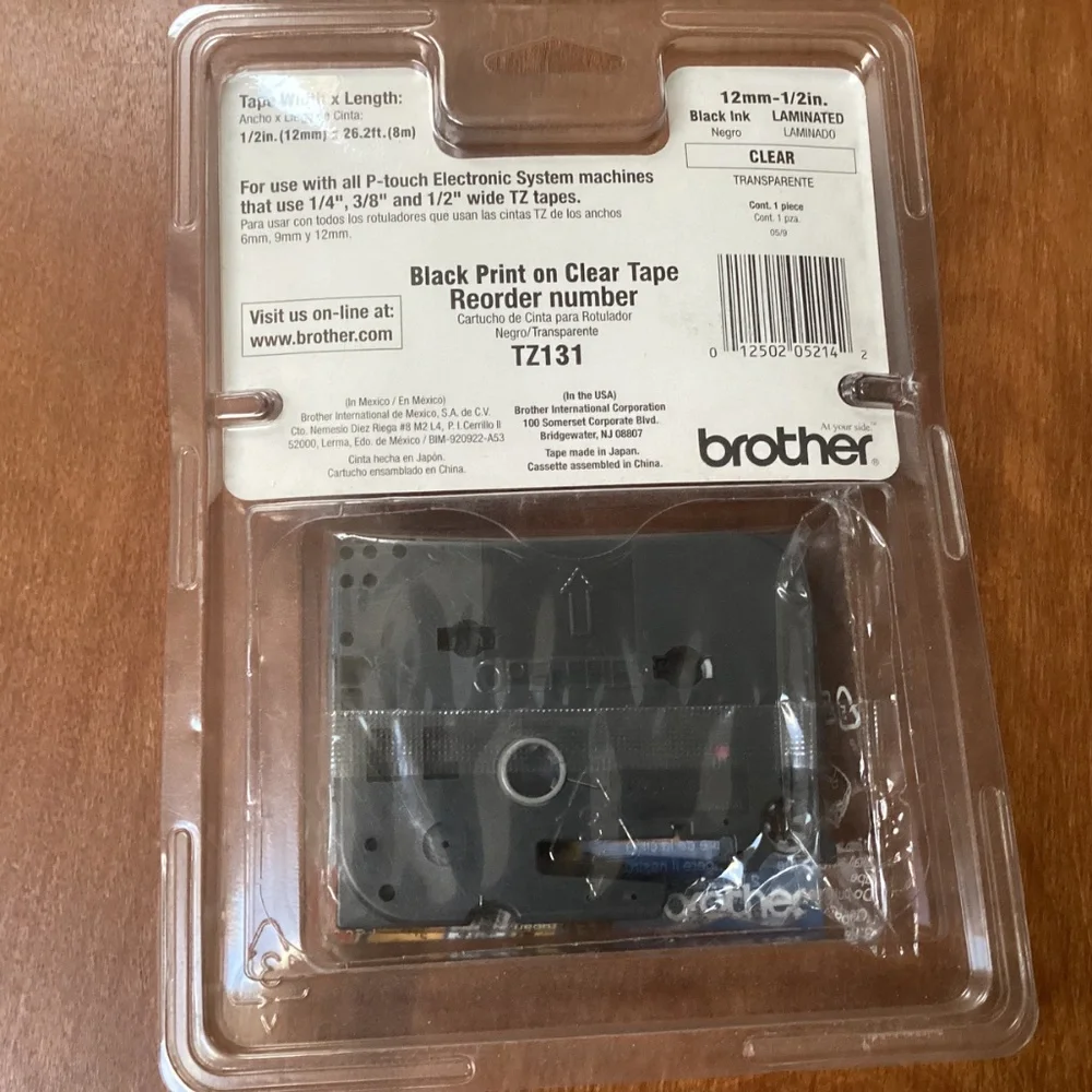 Brother TZ-121 P-touch Electronic Labeling System Tape 1/2” width (12 mm)